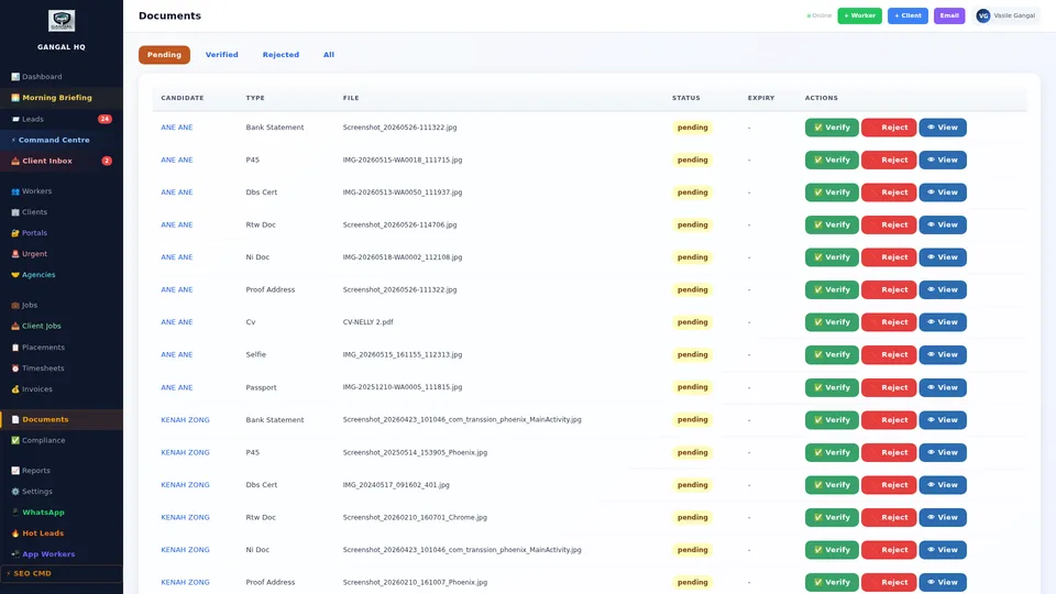 Document management system showing multiple pending documents with preview thumbnails and approval buttons